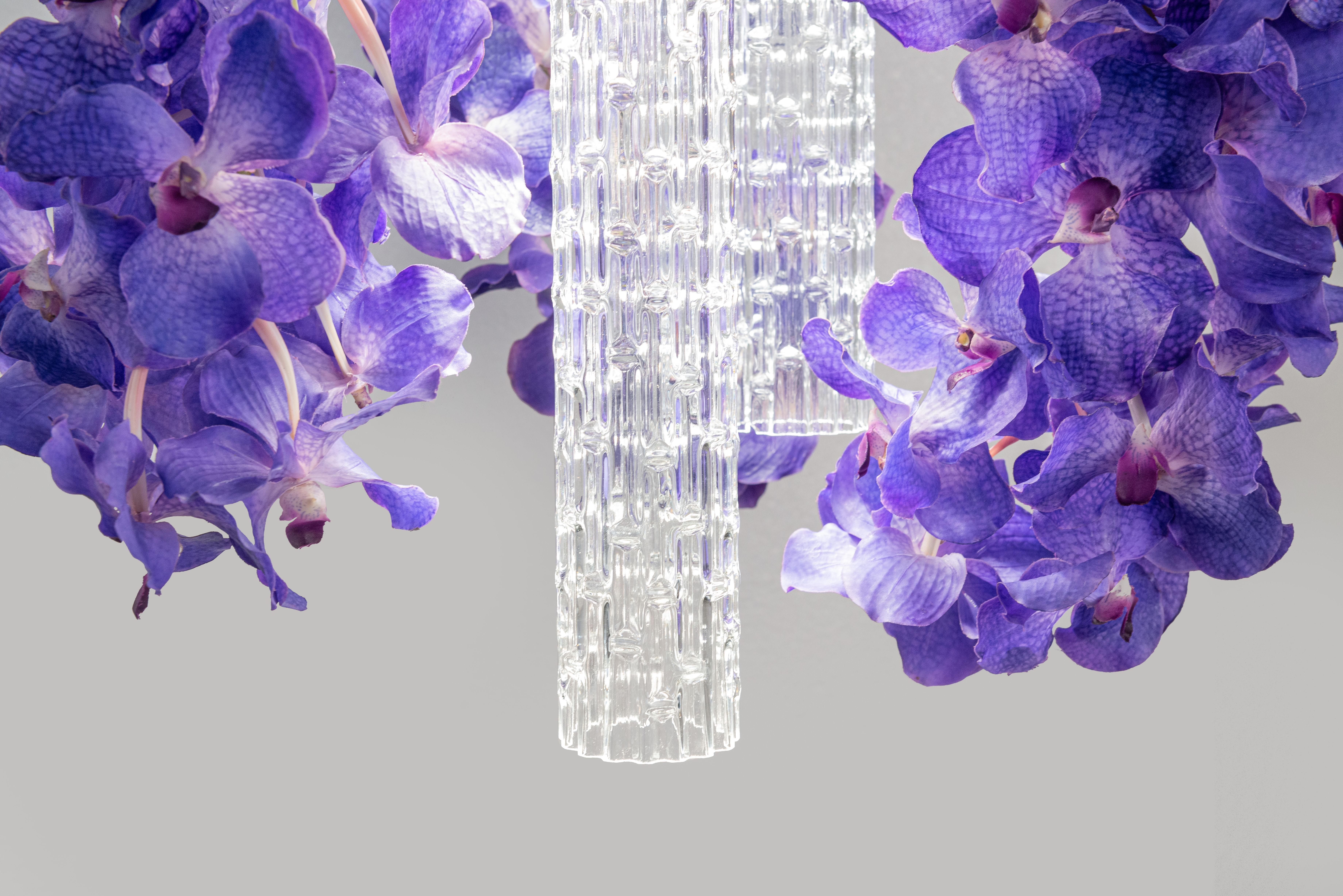 Italian Flower Power Vanda  Small Round Chandelier, Venice, Italy For Sale