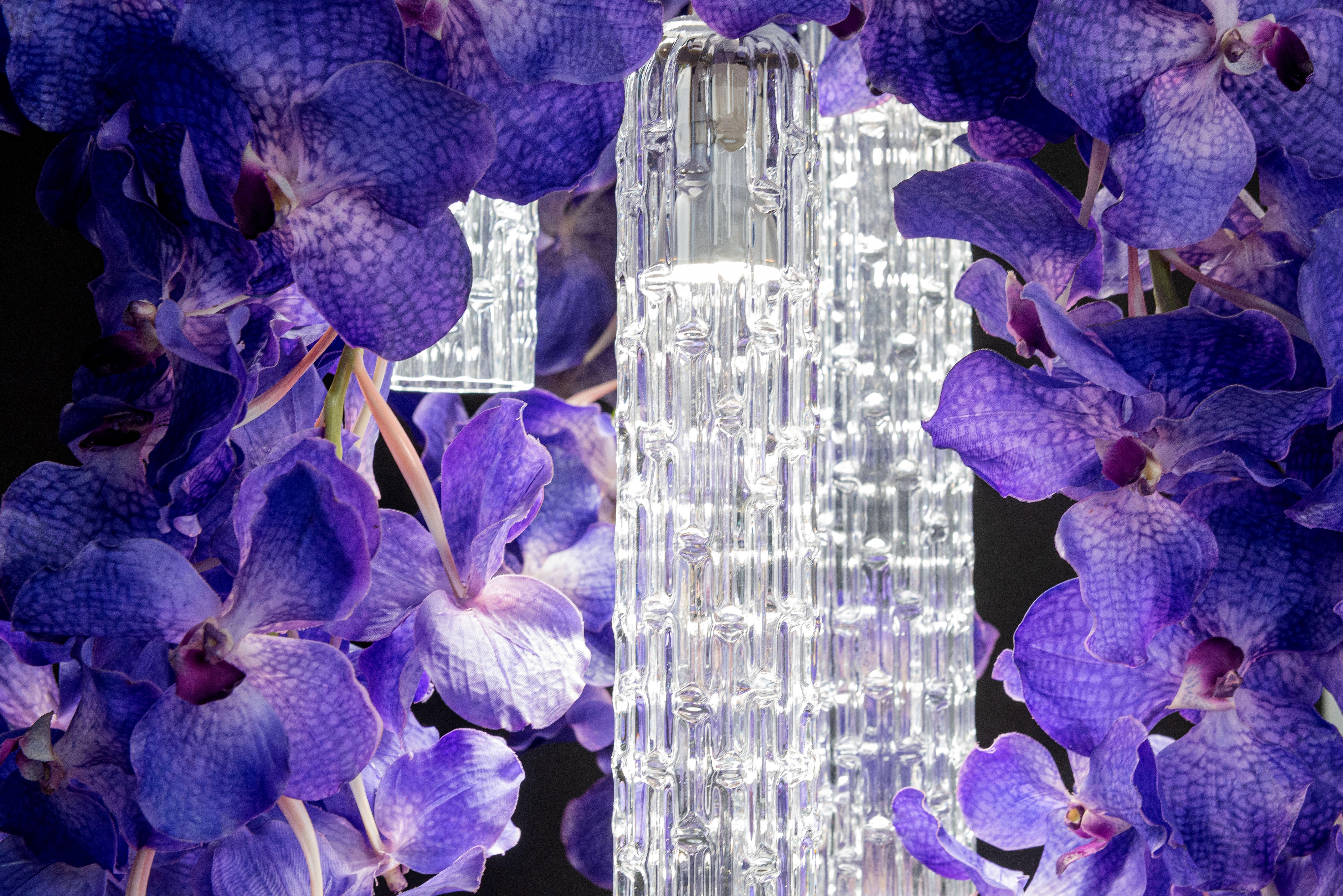 Hand-Crafted Flower Power Vanda  Small Round Chandelier, Venice, Italy For Sale
