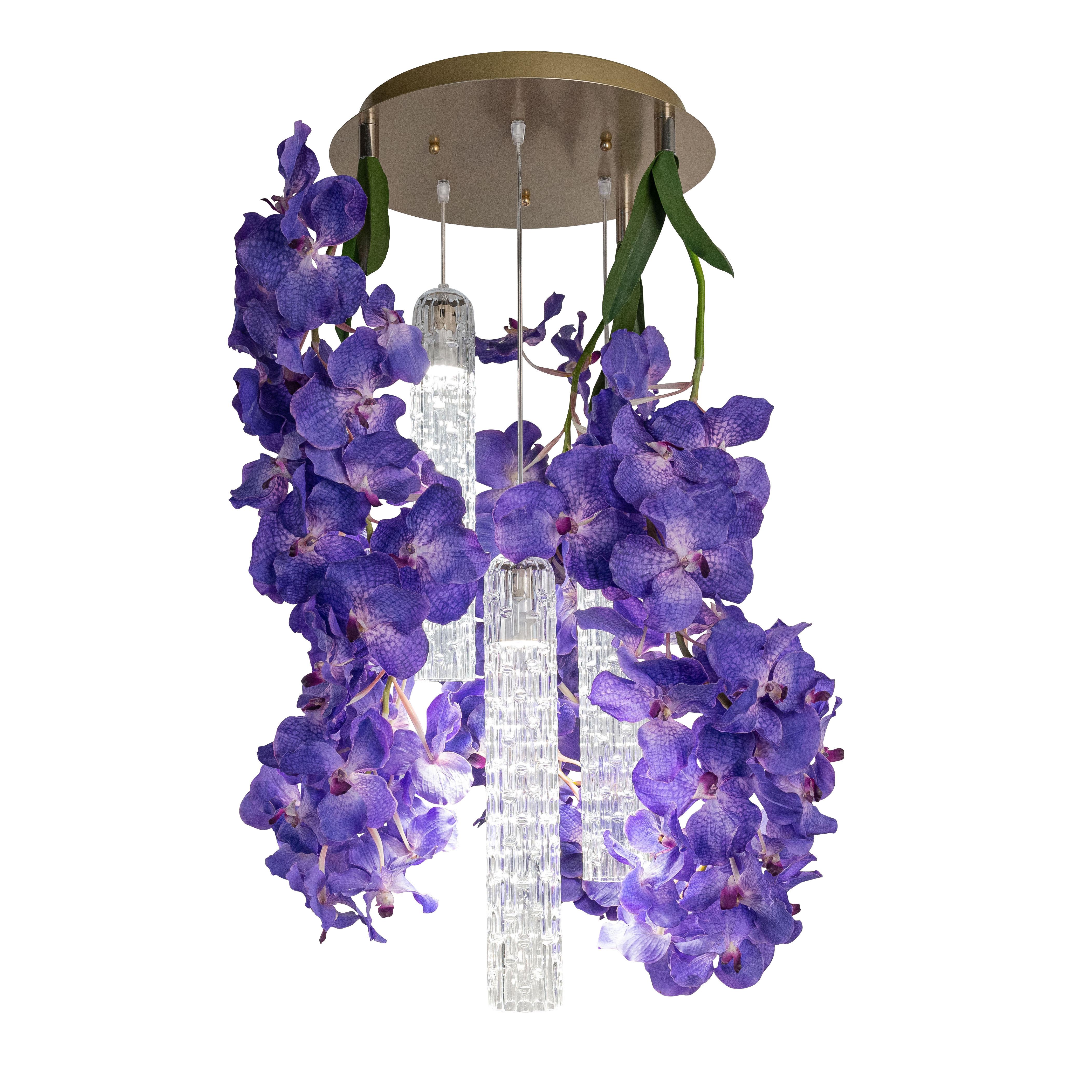 Flower Power Vanda  Small Round Chandelier, Venice, Italy For Sale