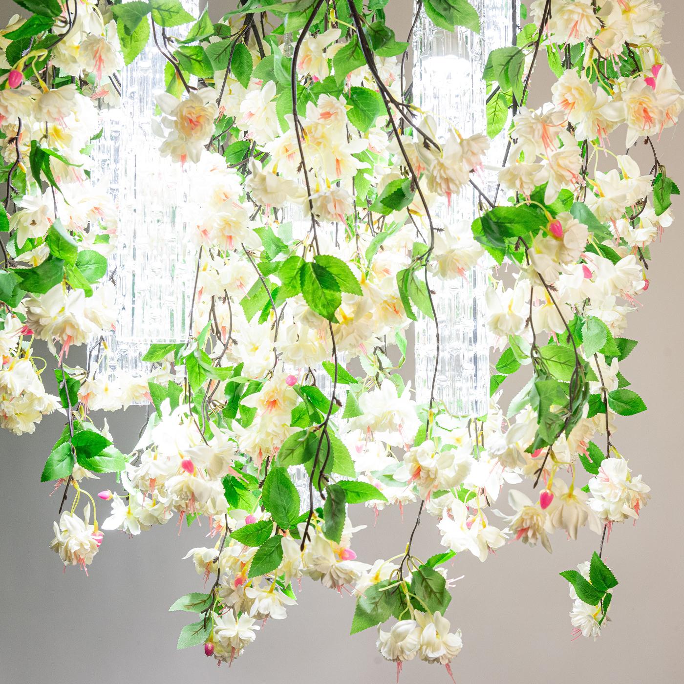 Italian Flower Power White Cascade Round Large Ceiling Lamp For Sale