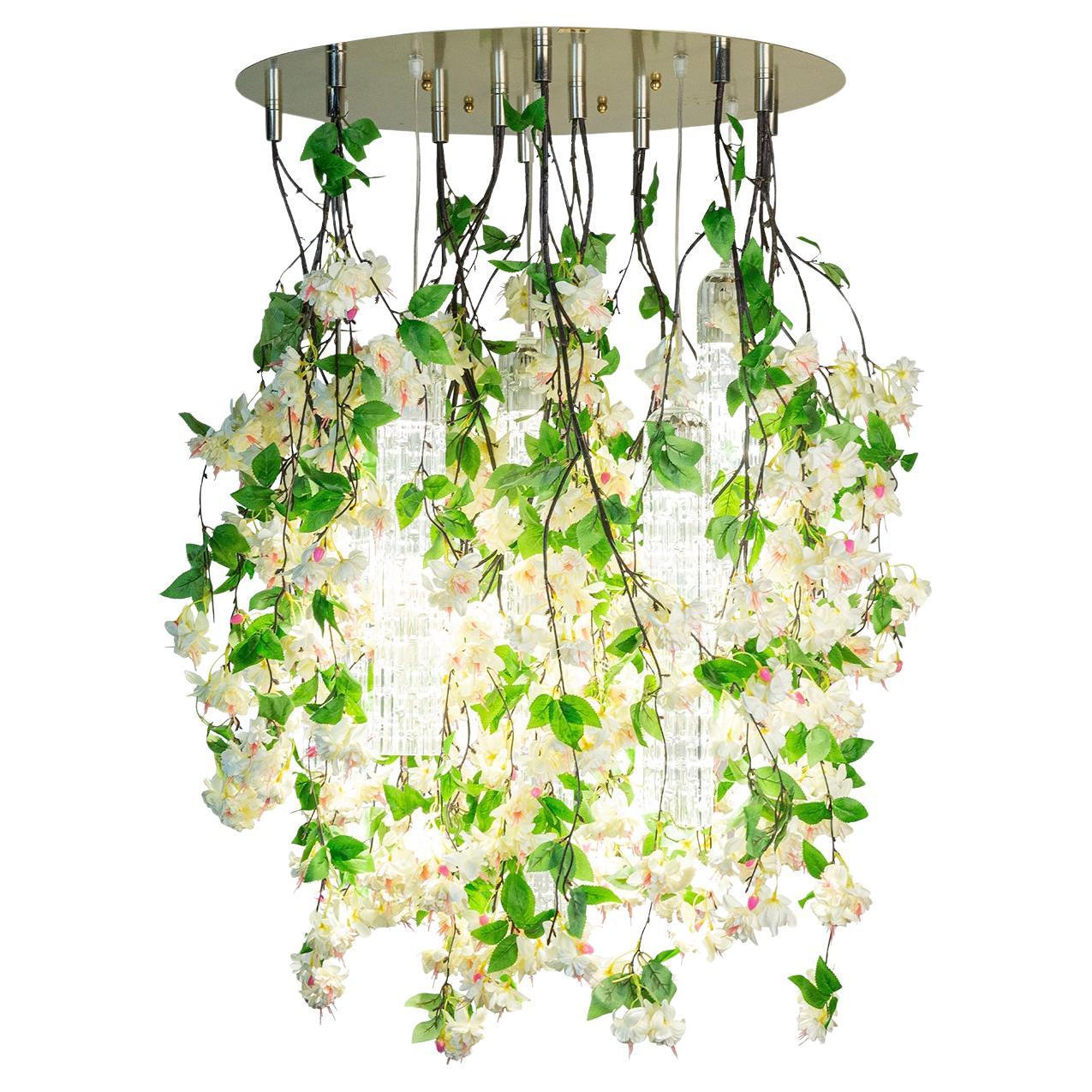 Flower Power White Cascade Round Large Ceiling Lamp For Sale