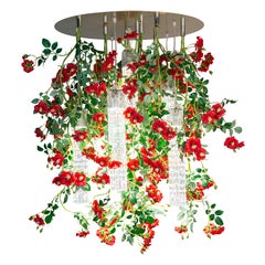 Flower Power Wild Red Rose Big Round Chandelier, Venice, Italy