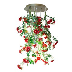 Flower Power Wild Red Rose Small Round Chandelier, Venice, Italy