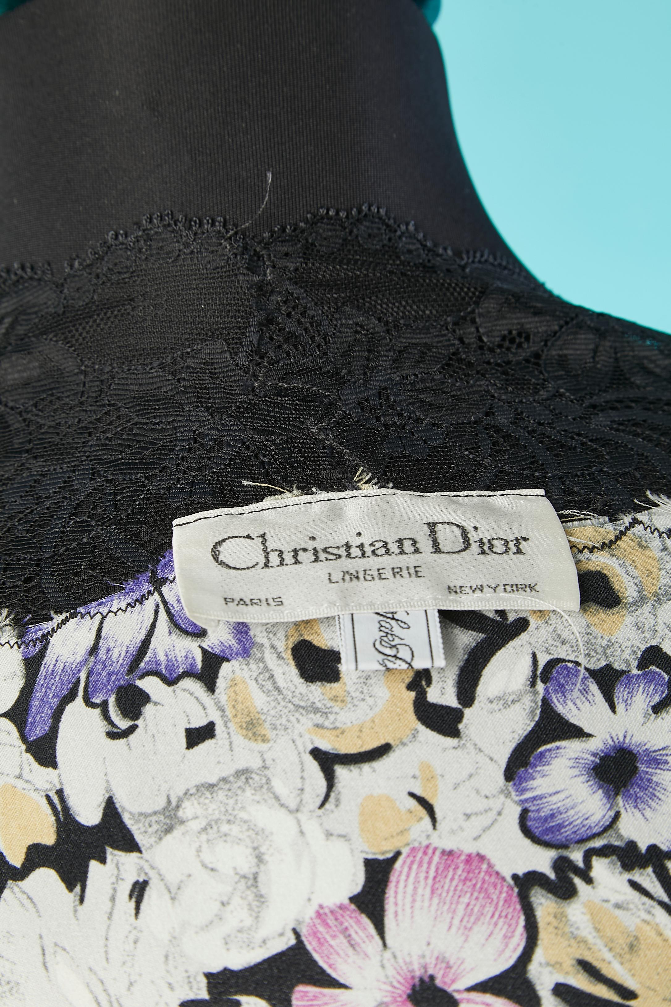 Flower print and lace night-gown and negligée Christian Dior Lingerie for Saks  For Sale 2