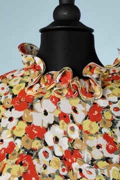 Flower print asymmetrical chiffon dress with ruffles Valentino Boutique