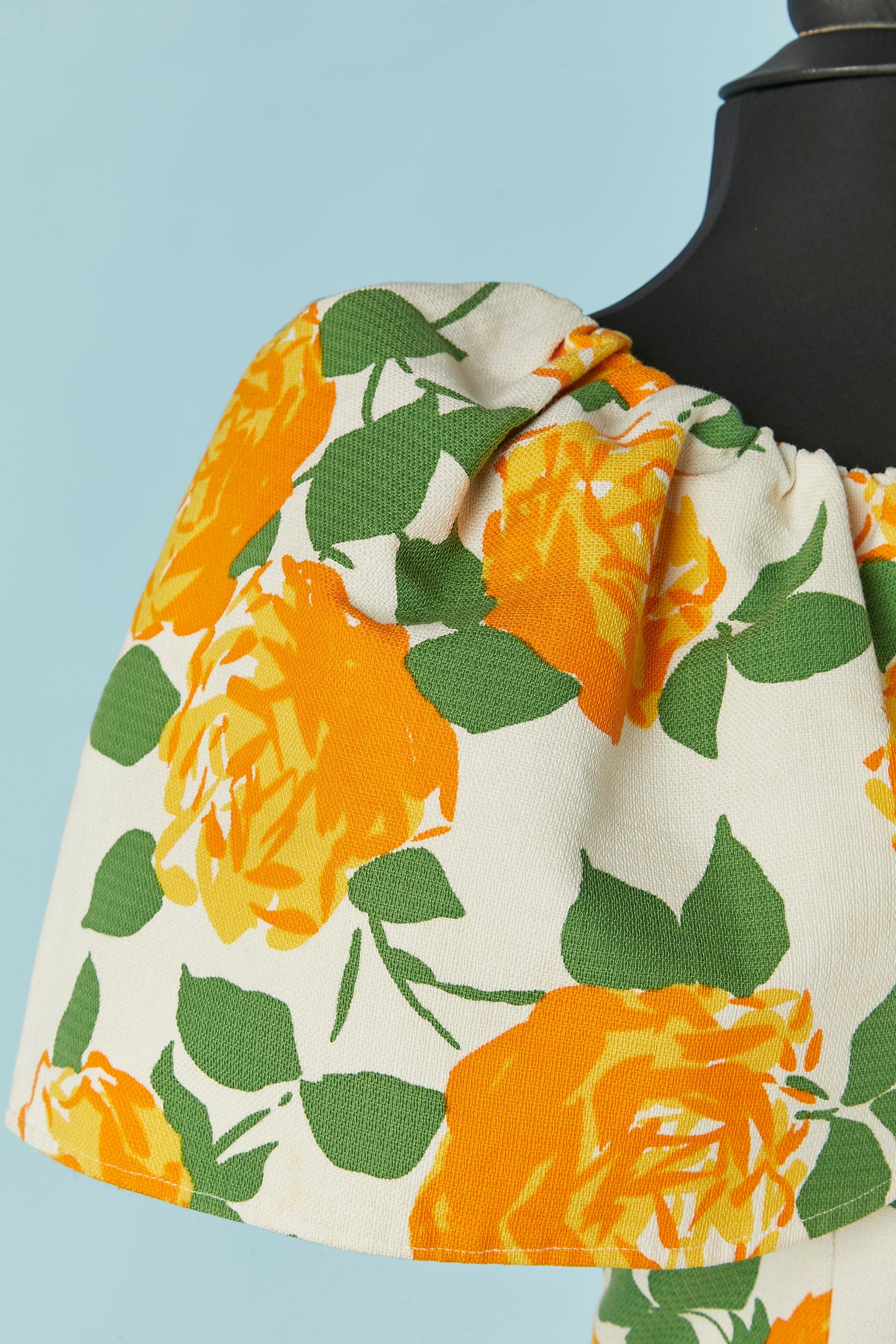 Flower print dress OSCAR DE LA RENTA In Excellent Condition For Sale In Saint-Ouen-Sur-Seine, FR