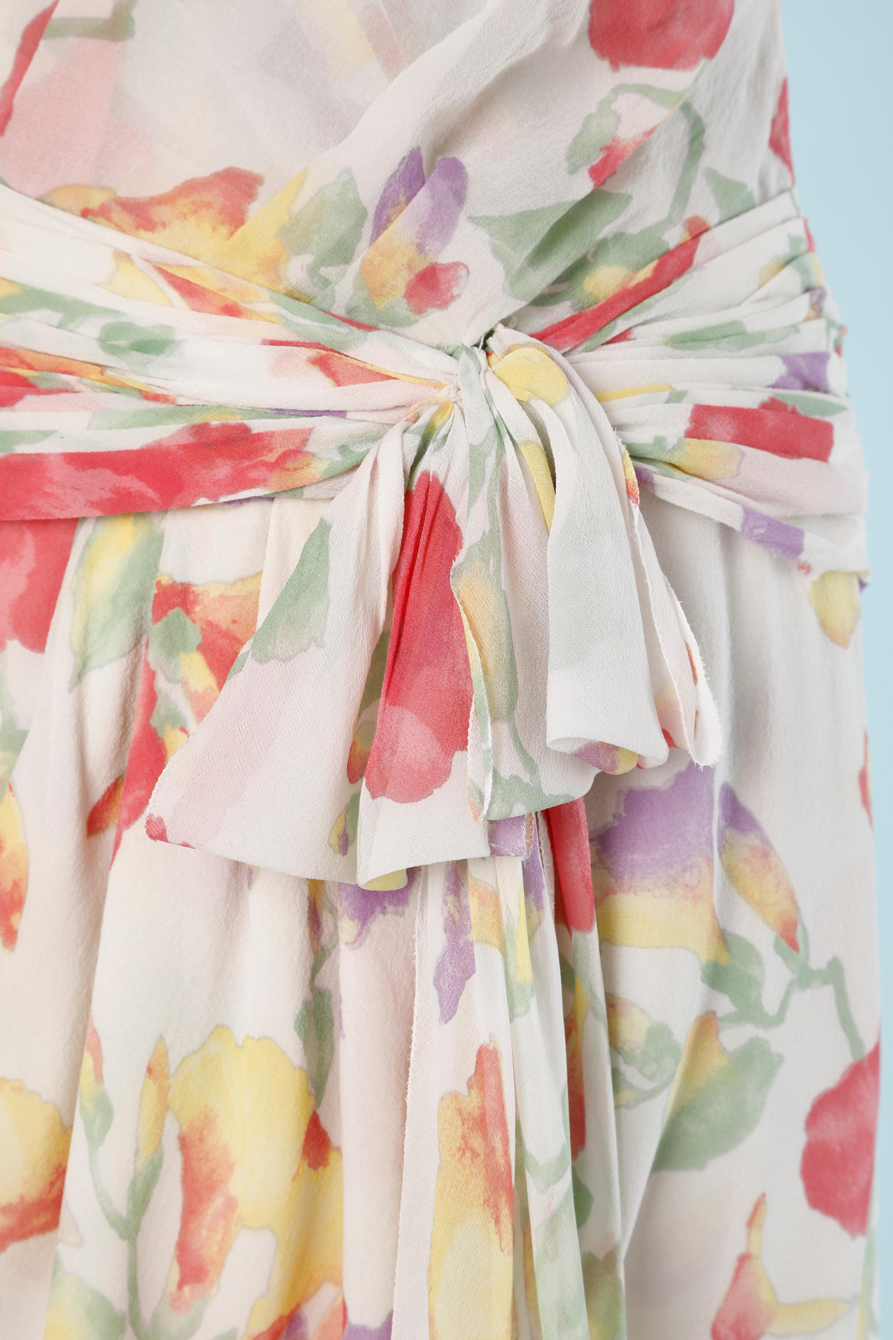Vestido de gasa estampado de flores Chanel Boutique en Excelente estado para la venta en Saint-Ouen-Sur-Seine, FR