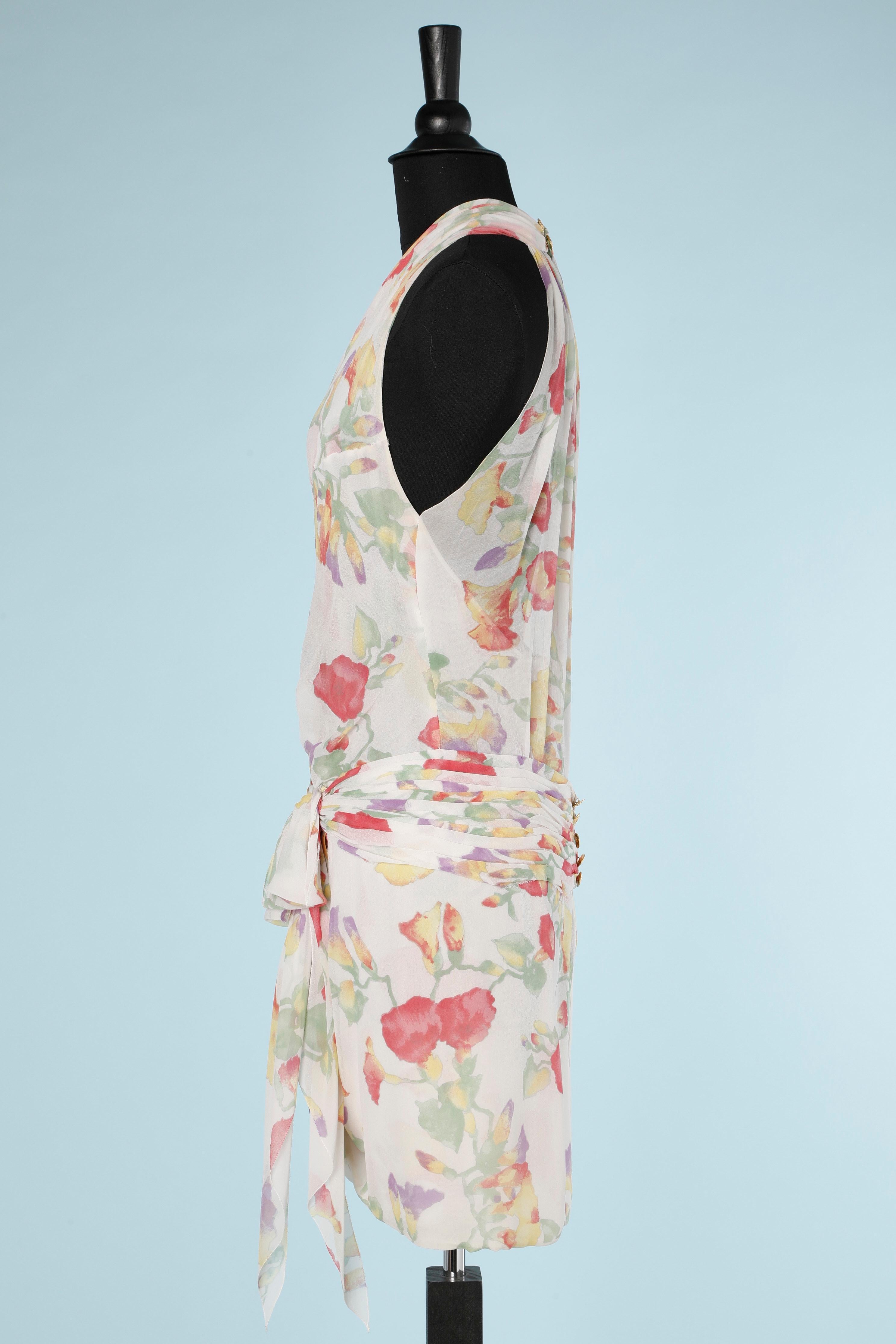 Vestido de gasa estampado de flores Chanel Boutique en venta 1