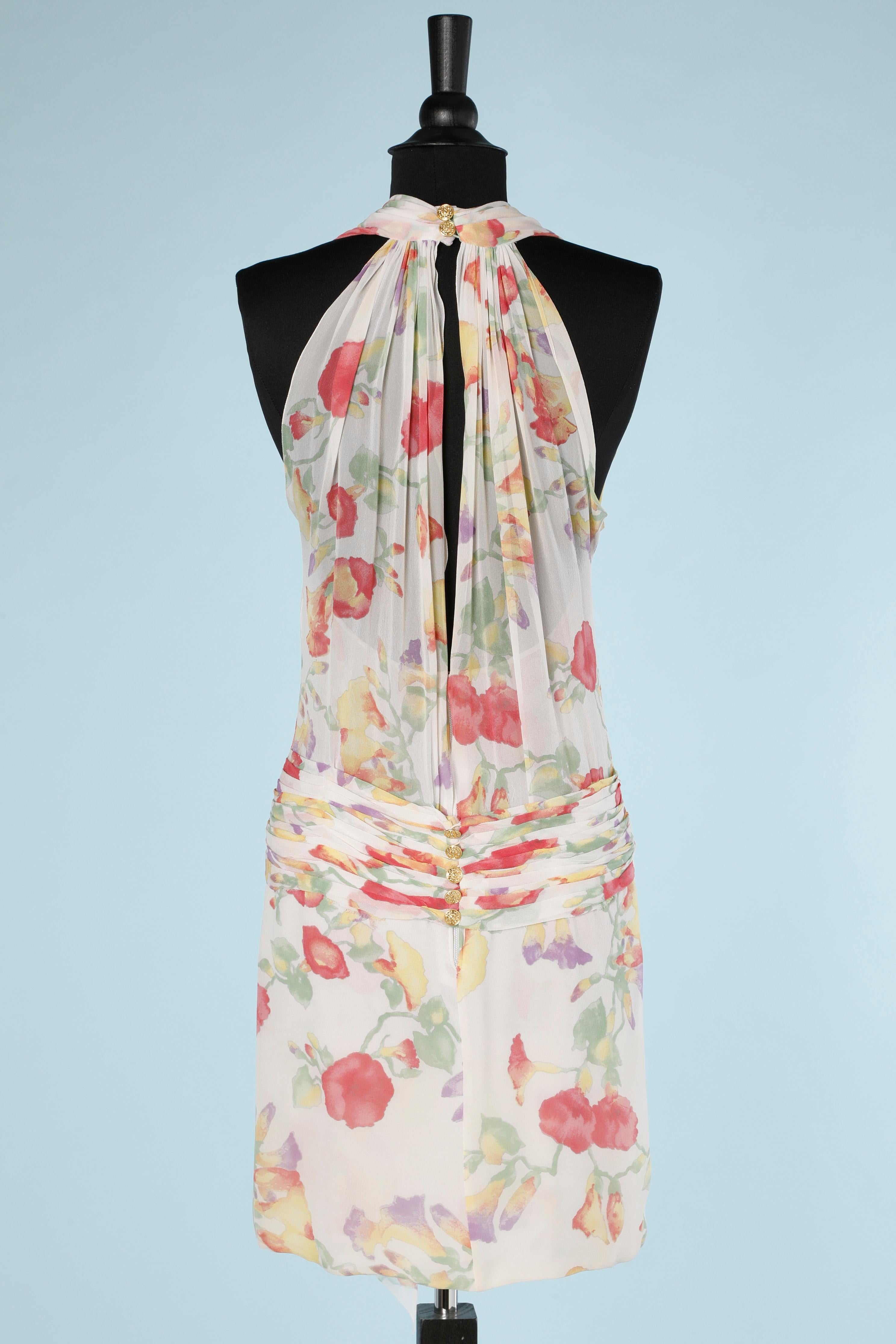 Vestido de gasa estampado de flores Chanel Boutique en venta 2