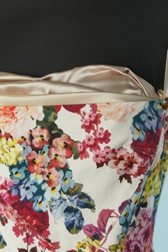 Flower printed cotton cocktail dress with visible bra D&G by Dolce & Gabbana