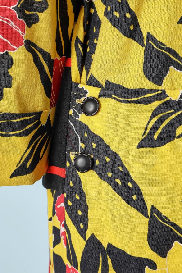 Women's or Men's Flower printed cotton dress buttoned and wrap in the back Sonia Rykiel For Sale
