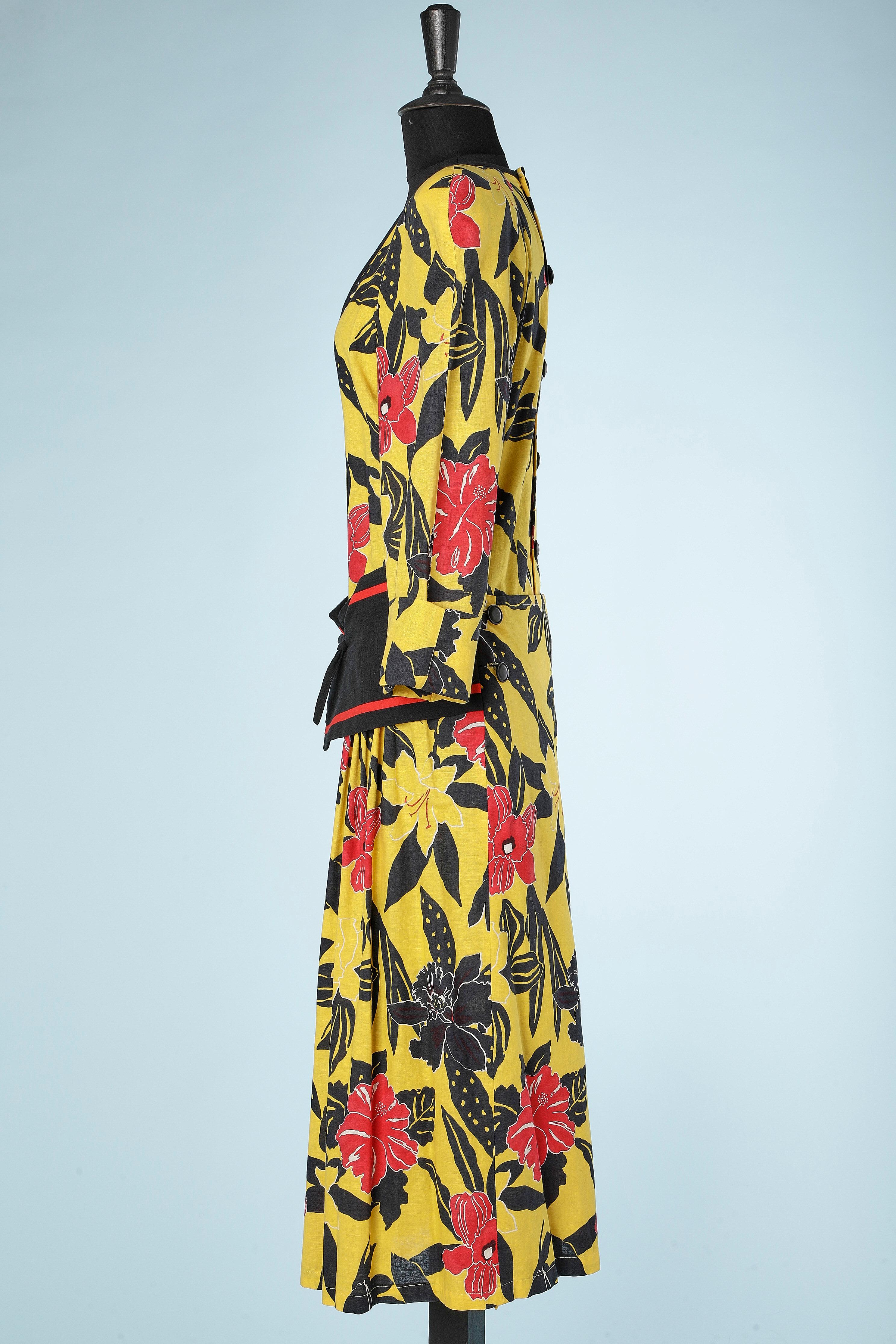 Flower printed cotton dress buttoned and wrap in the back Sonia Rykiel  For Sale 1
