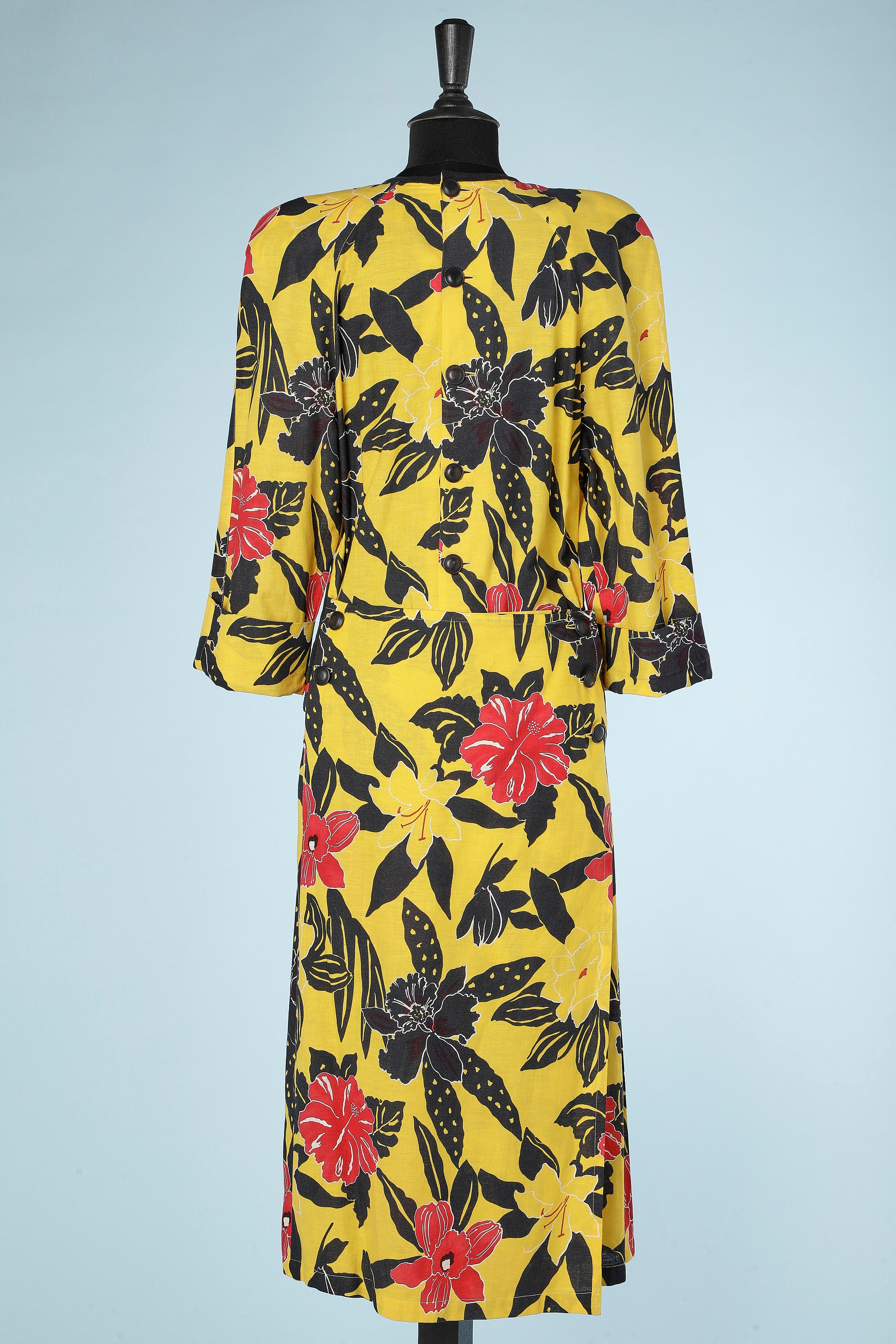 Flower printed cotton dress buttoned and wrap in the back Sonia Rykiel  For Sale 2