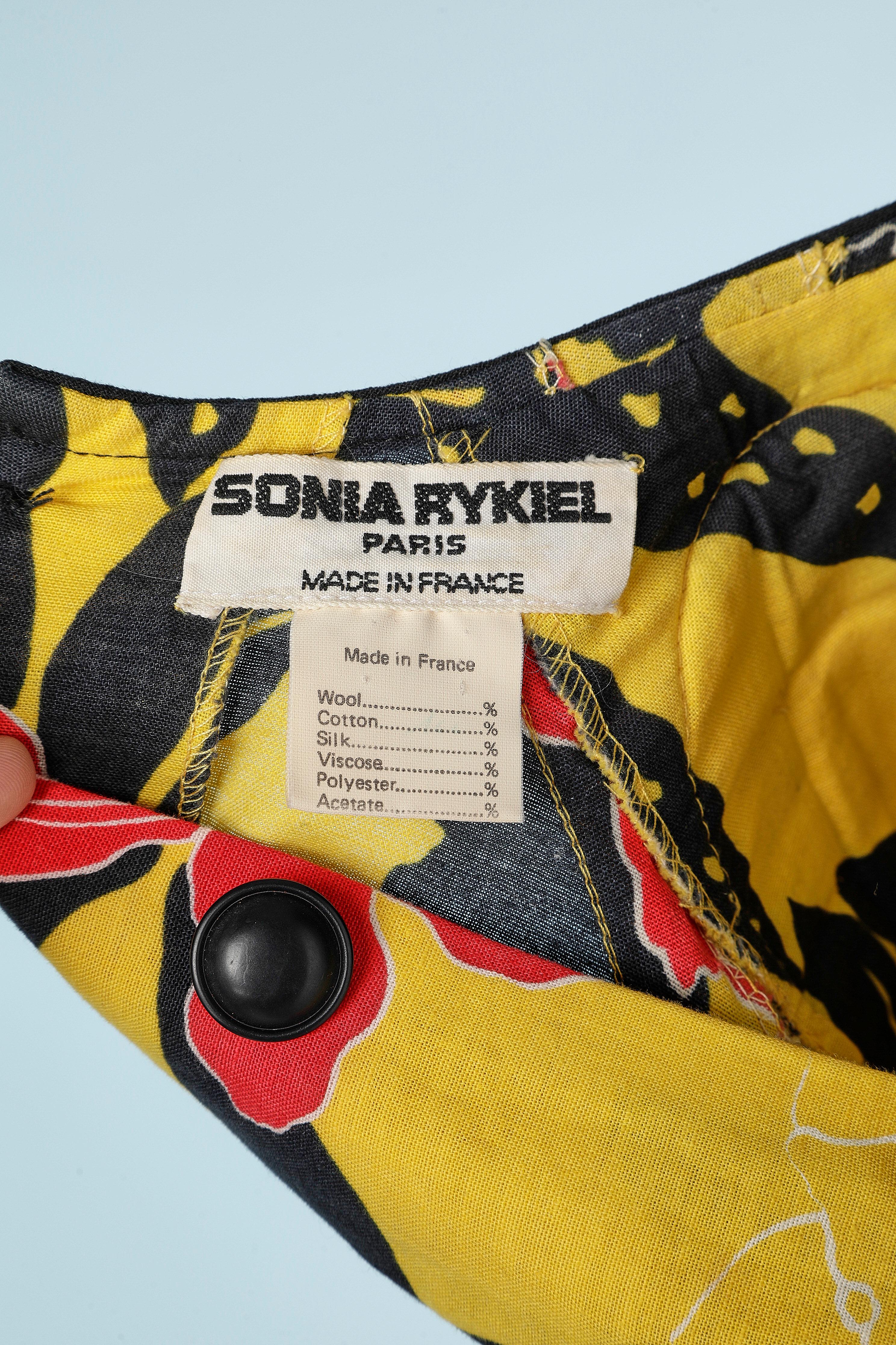 Flower printed cotton dress buttoned and wrap in the back Sonia Rykiel  For Sale 3