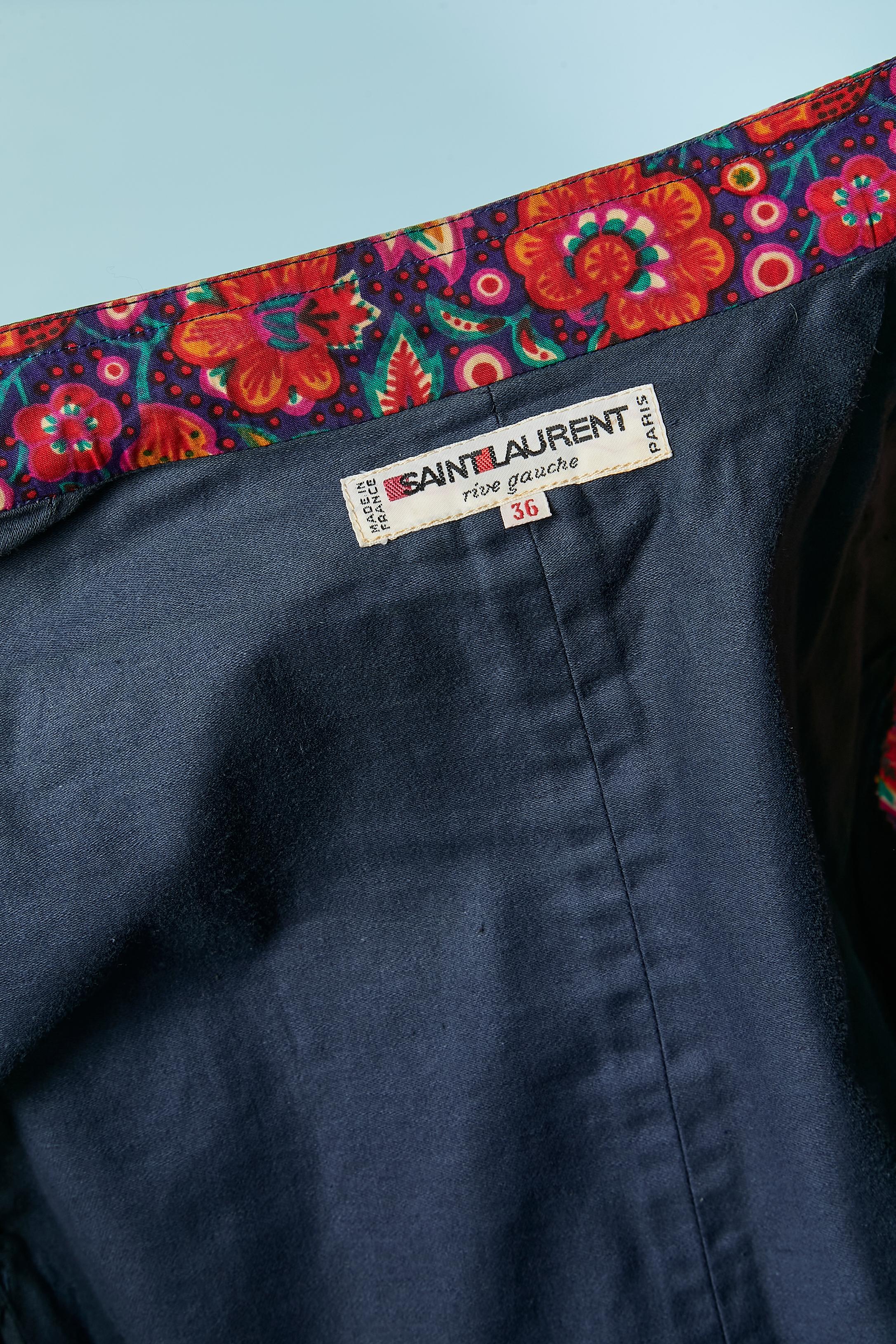 Flower printed cotton shirt and skirt ensemble SAINT LAURENT RIVE GAUCHE For Sale 3