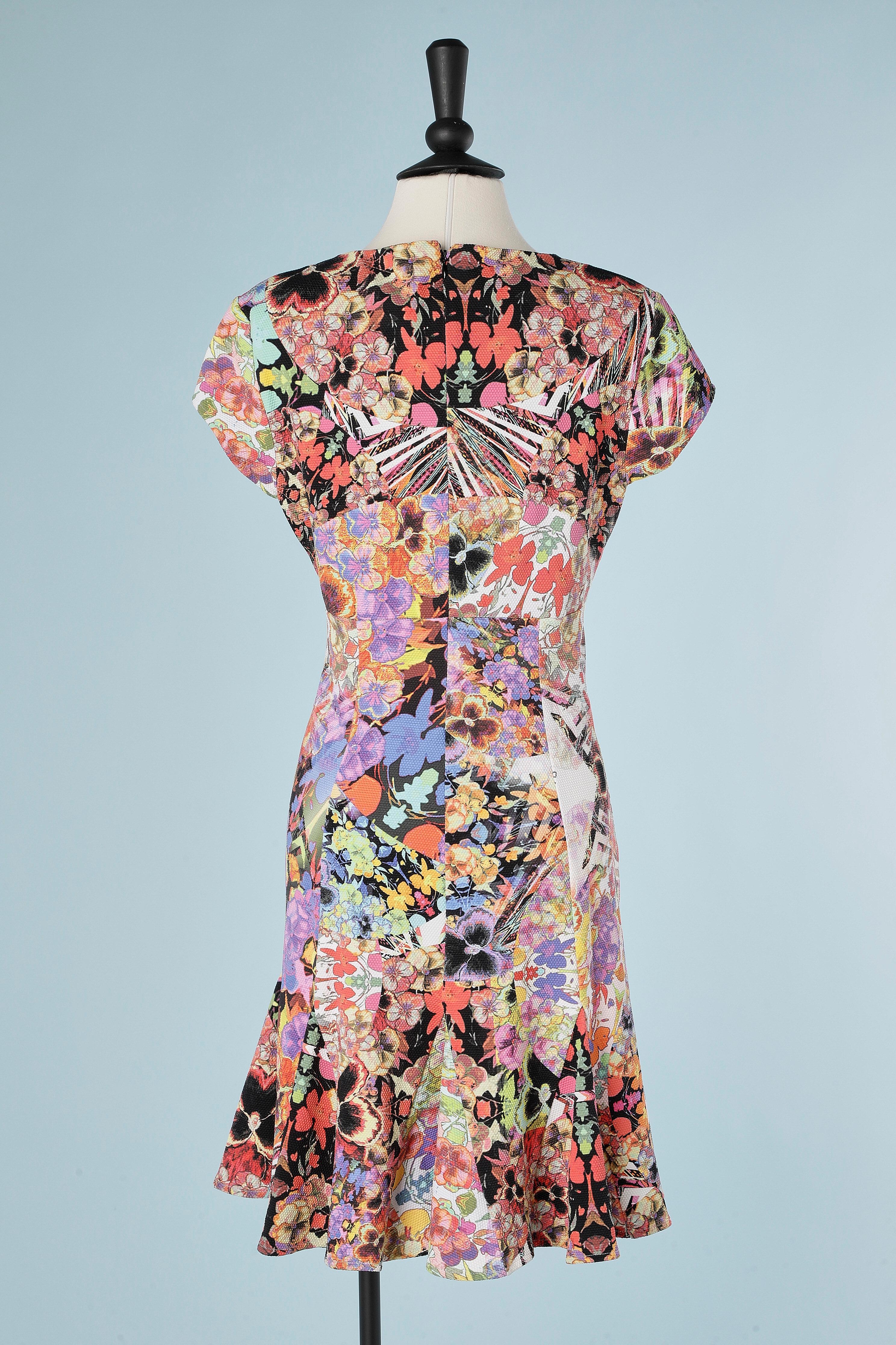 Women's Flower printed dress with branded fabric Cavalli Class  For Sale