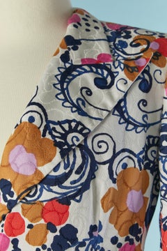 Flower printed jacquard cotton double-breasted  jacket Saint Laurent Rive Gauche