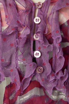 Flower printed silk chiffon cocktail dress with ruffles Just Cavalli