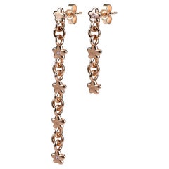 Boucles d
oreilles pluie de fleurs, saphirs roses et or rose 14K