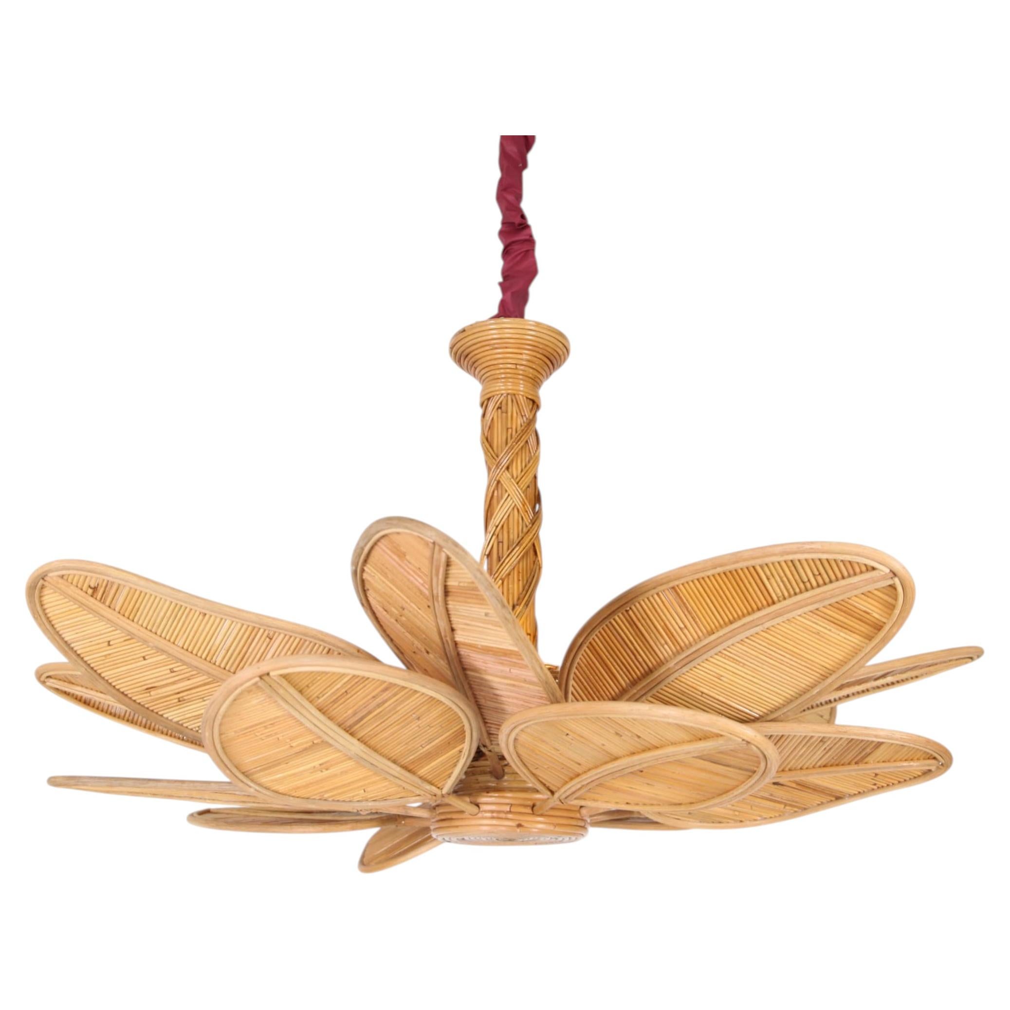 "Flower" rattan chandelier For Sale