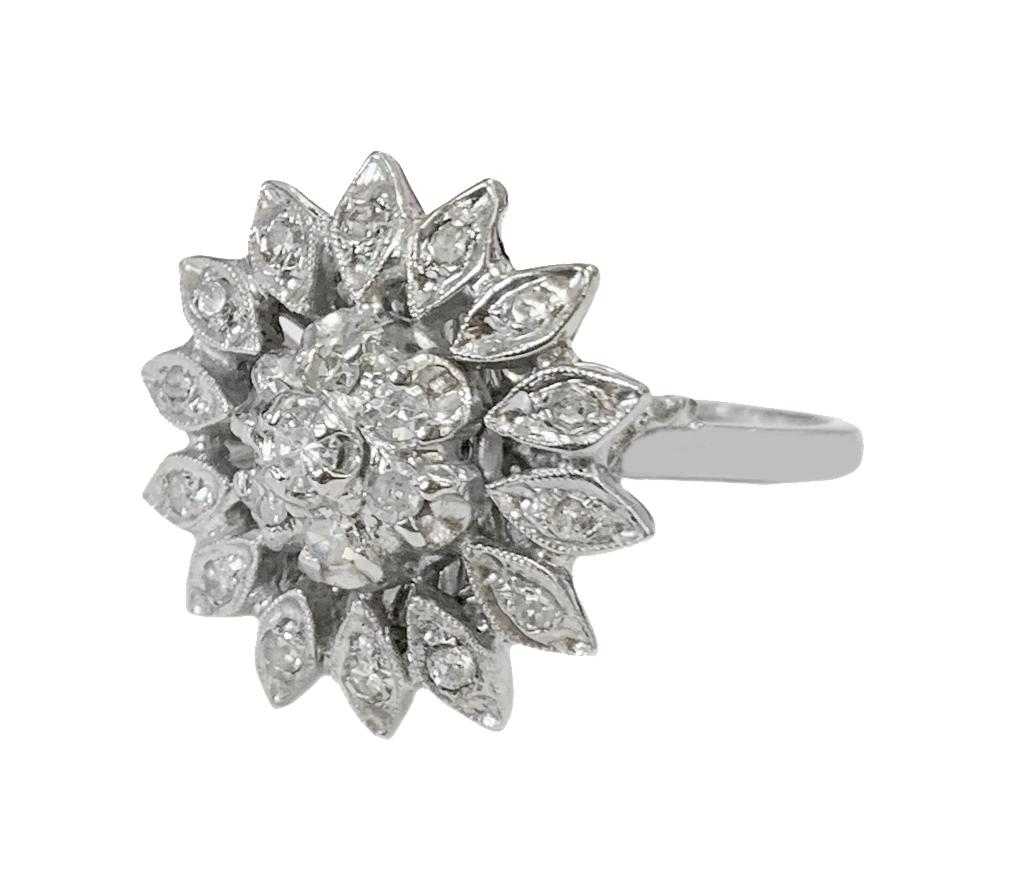 Women's Flower Ring with Diamonds For Sale