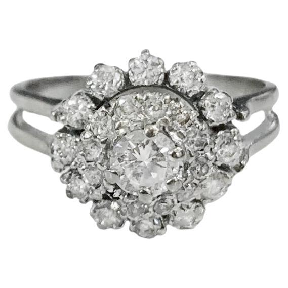 Flower Ring with Diamonds For Sale