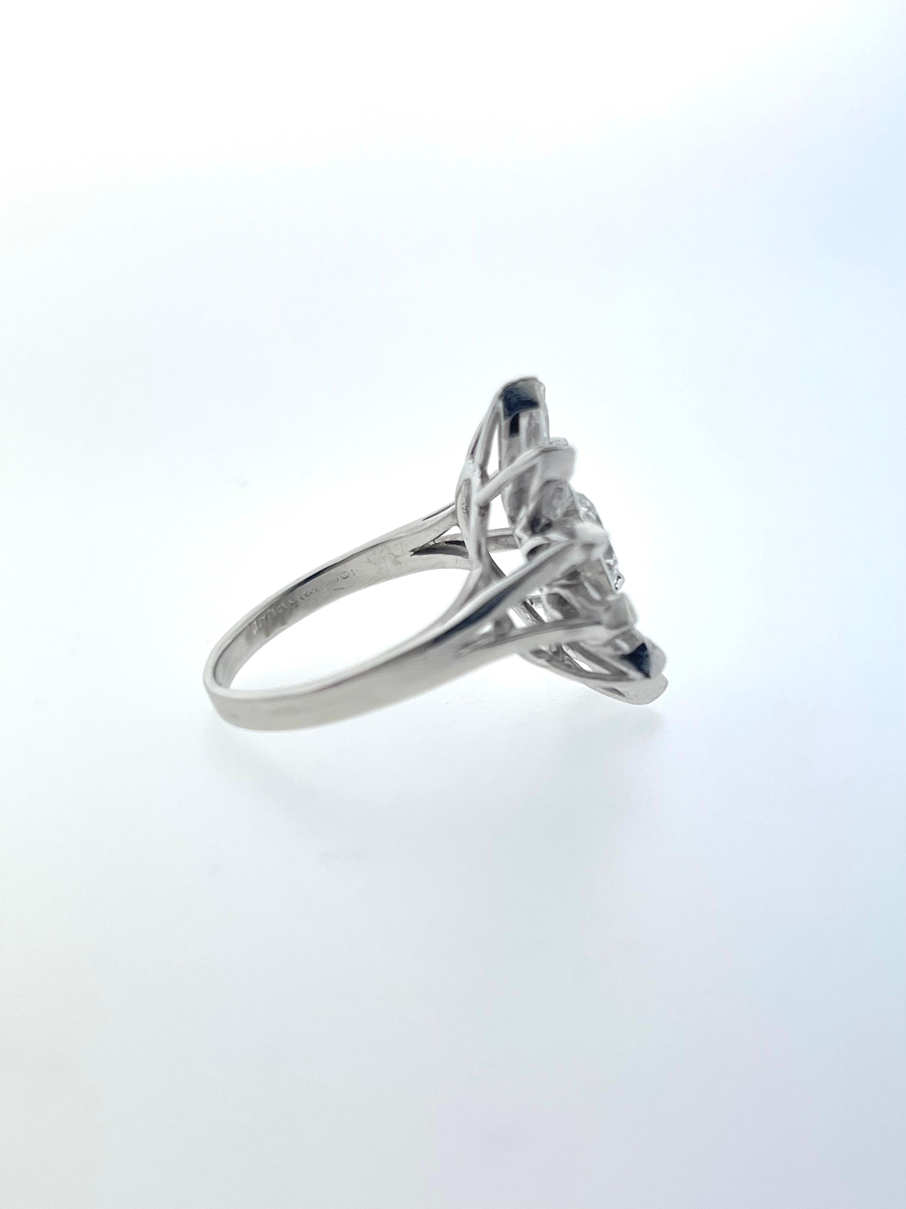 Marquise and Round Diamond Cocktail Ring For Sale 1