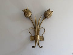 Flower Rose Shaped 2-Head Metal Wall Lamp, 1970s, Germany