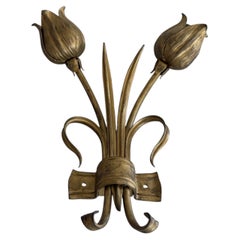Flower Rose Shaped 2-Head Metal Wall Lamp, 1970s, Germany
