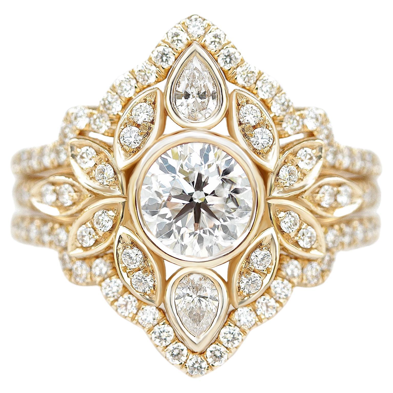 Blumen-Verlobungsring aus Moissanit mit einzigartiger Diamant-Ring-Schmuck Lilie #5