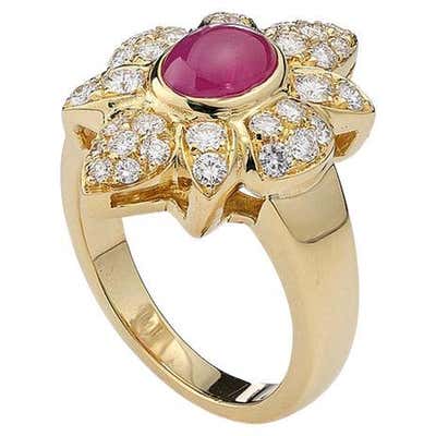 Diamond Ruby Chain Ring For Sale at 1stDibs