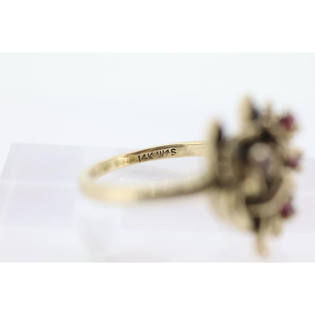 Flower Ruby Set Cocktail ring. Rose Ring 14k Gold with shadows. Flower Ring. For Sale 5