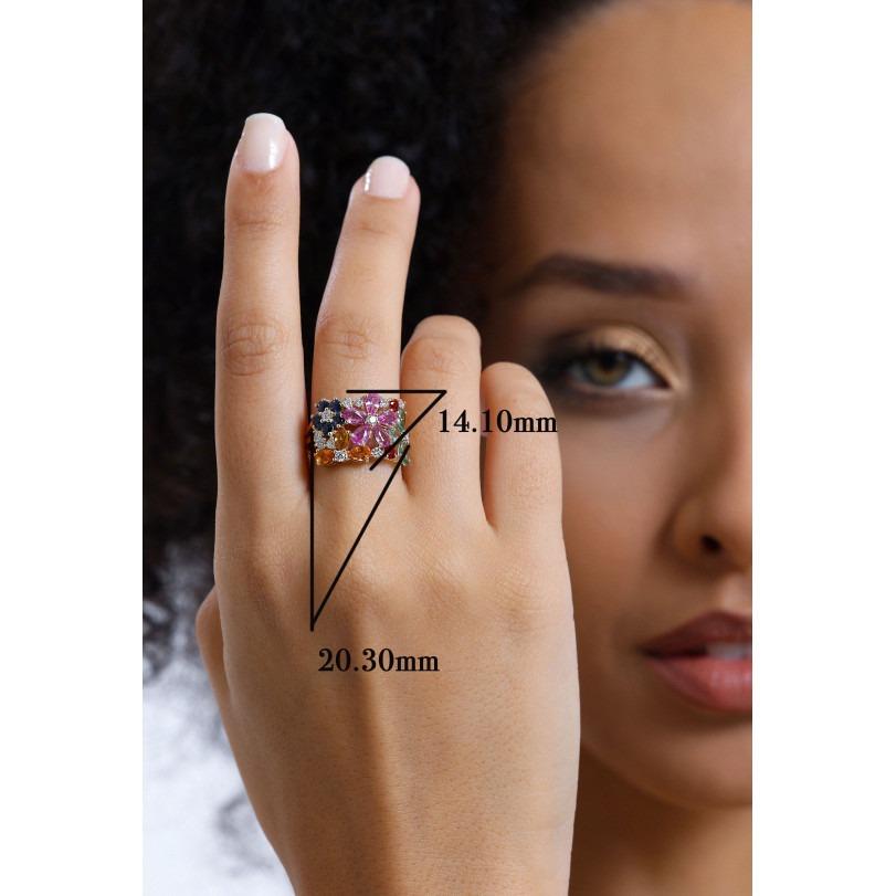 Round Cut Flower Sapphire And Diamond 4.45ct Ring For Sale