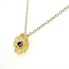 Flower Sapphire Cts 0.04 Pendant with 18k Gold Chain