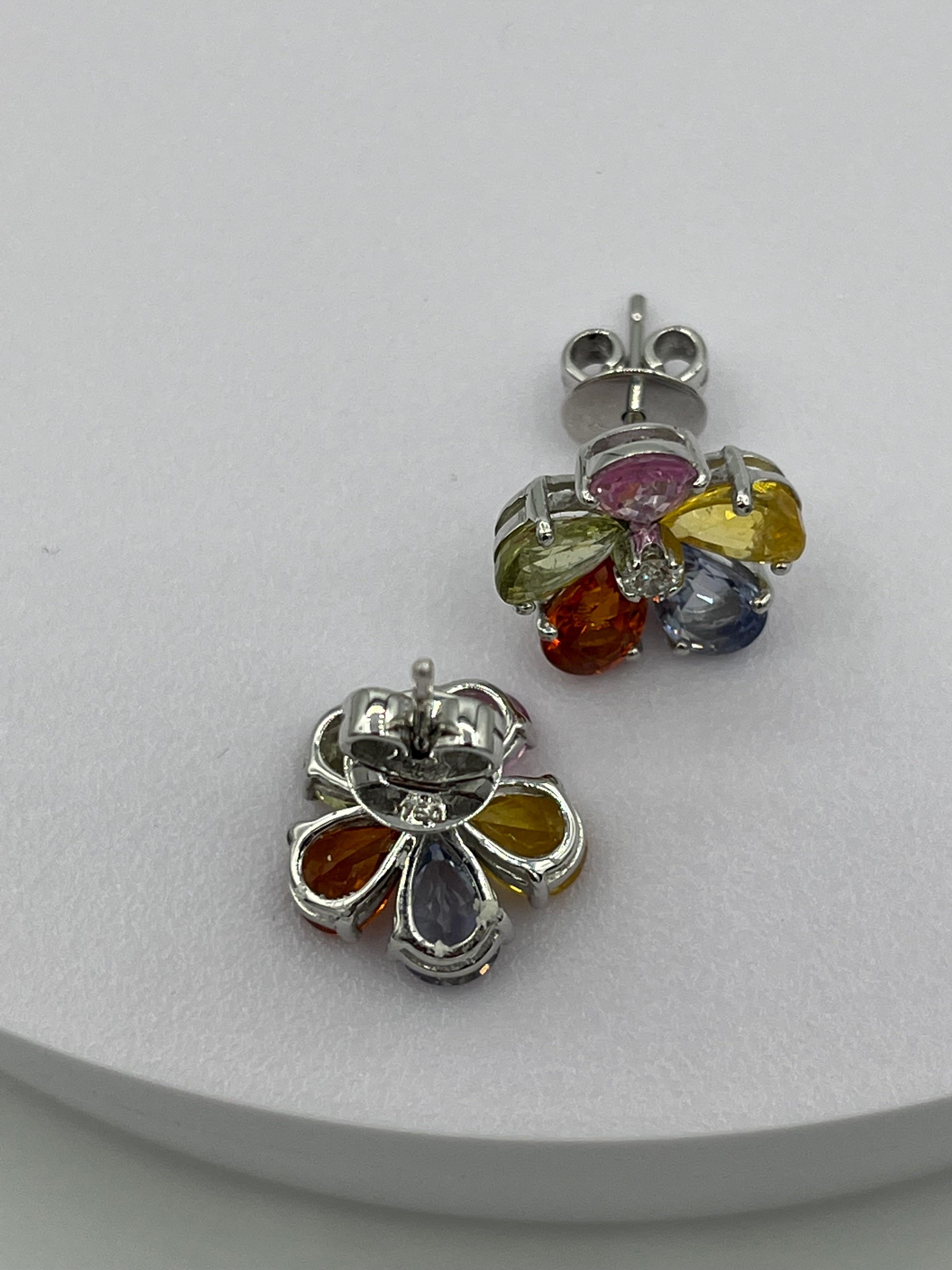 Femenino o masculino Pendientes Flor Zafiro Diamante