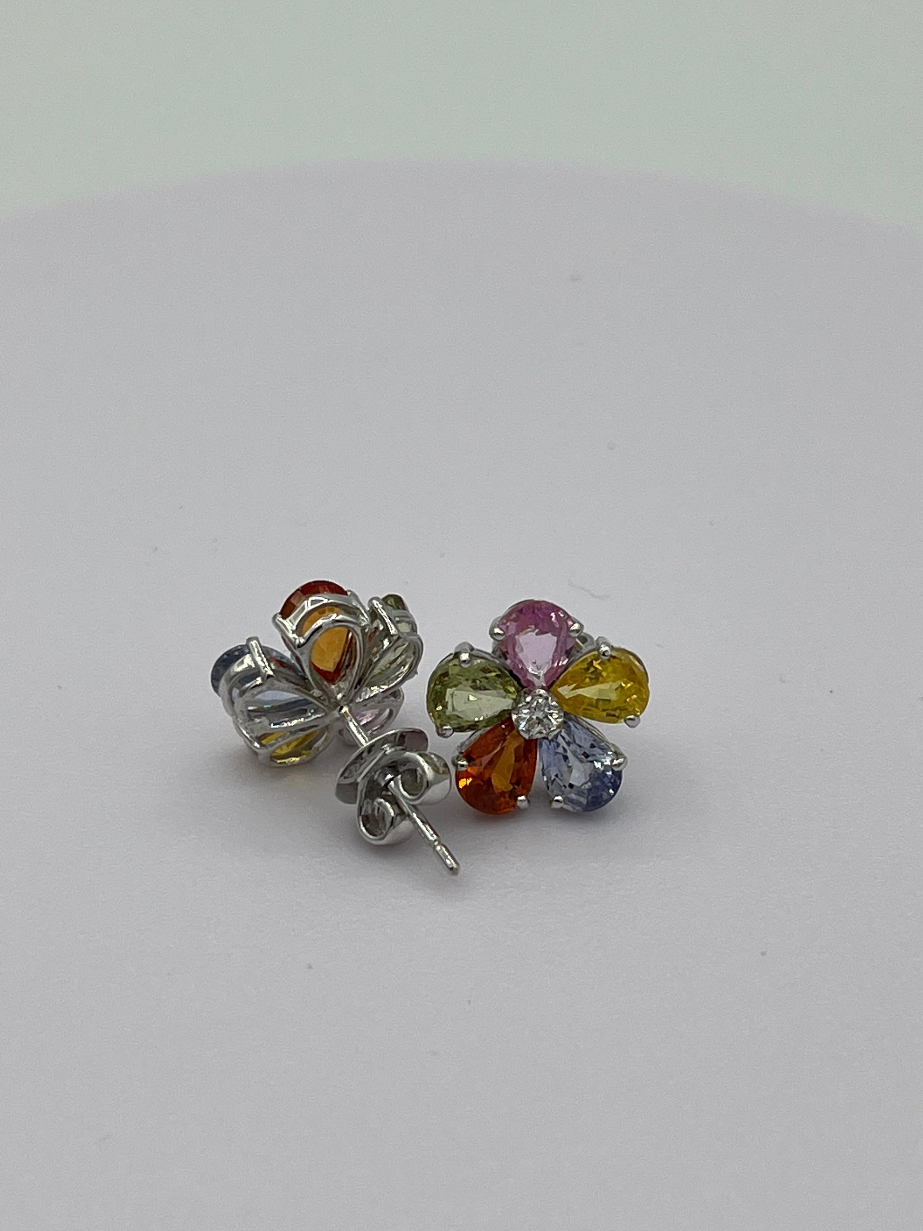 Pendientes Flor Zafiro Diamante 1