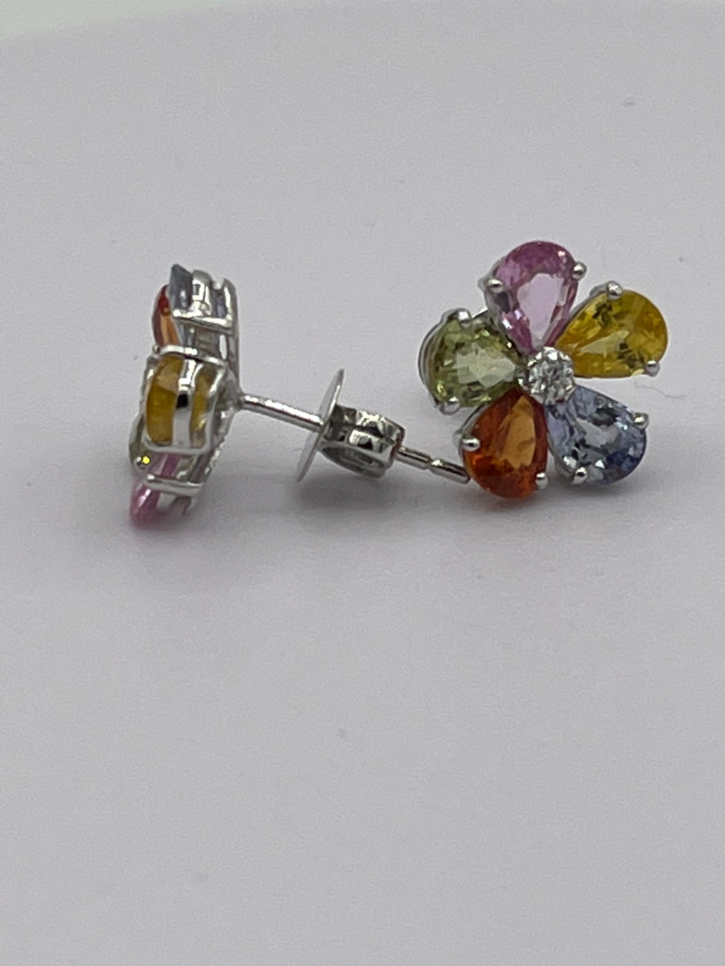 Pendientes Flor Zafiro Diamante 2
