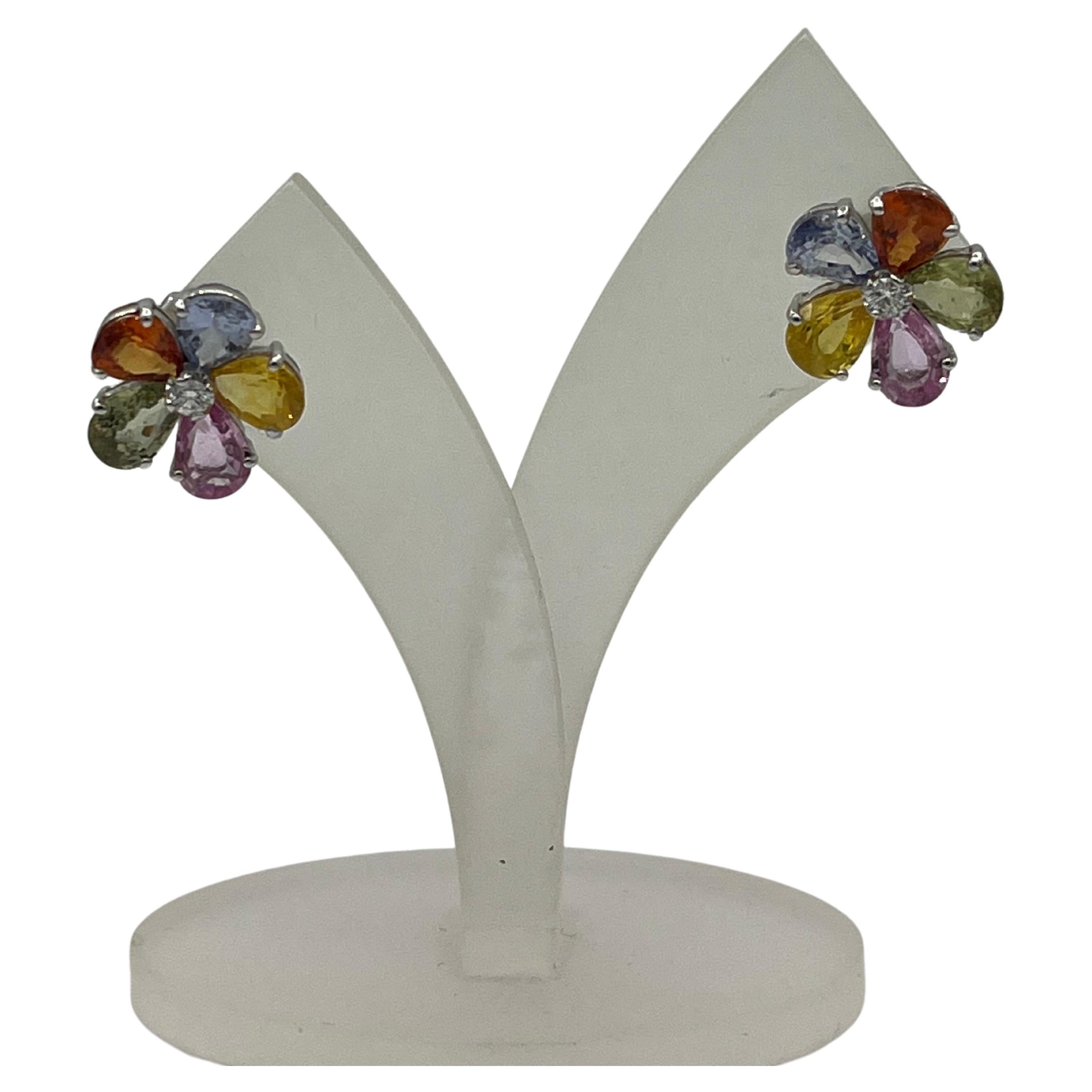 Pendientes Flor Zafiro Diamante