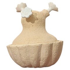 Flower Sculpture Vessel Repository or Vase White Ceramic by Meritxell Duran