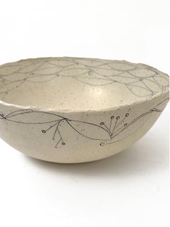 Flower, Seed, Nest, Bowl Stoneware Bowl With 22kt Gold Rim Detail by Helen Prior