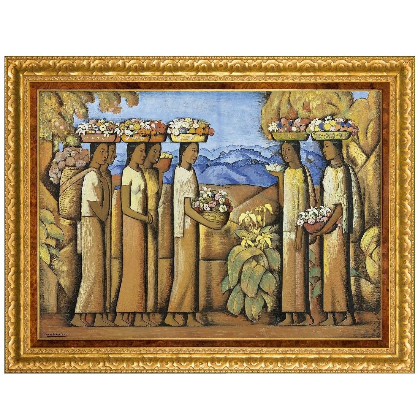 Flower Sellers of Xochimilco, after Spanish Colonial Pastel by Alfredo Martínez For Sale