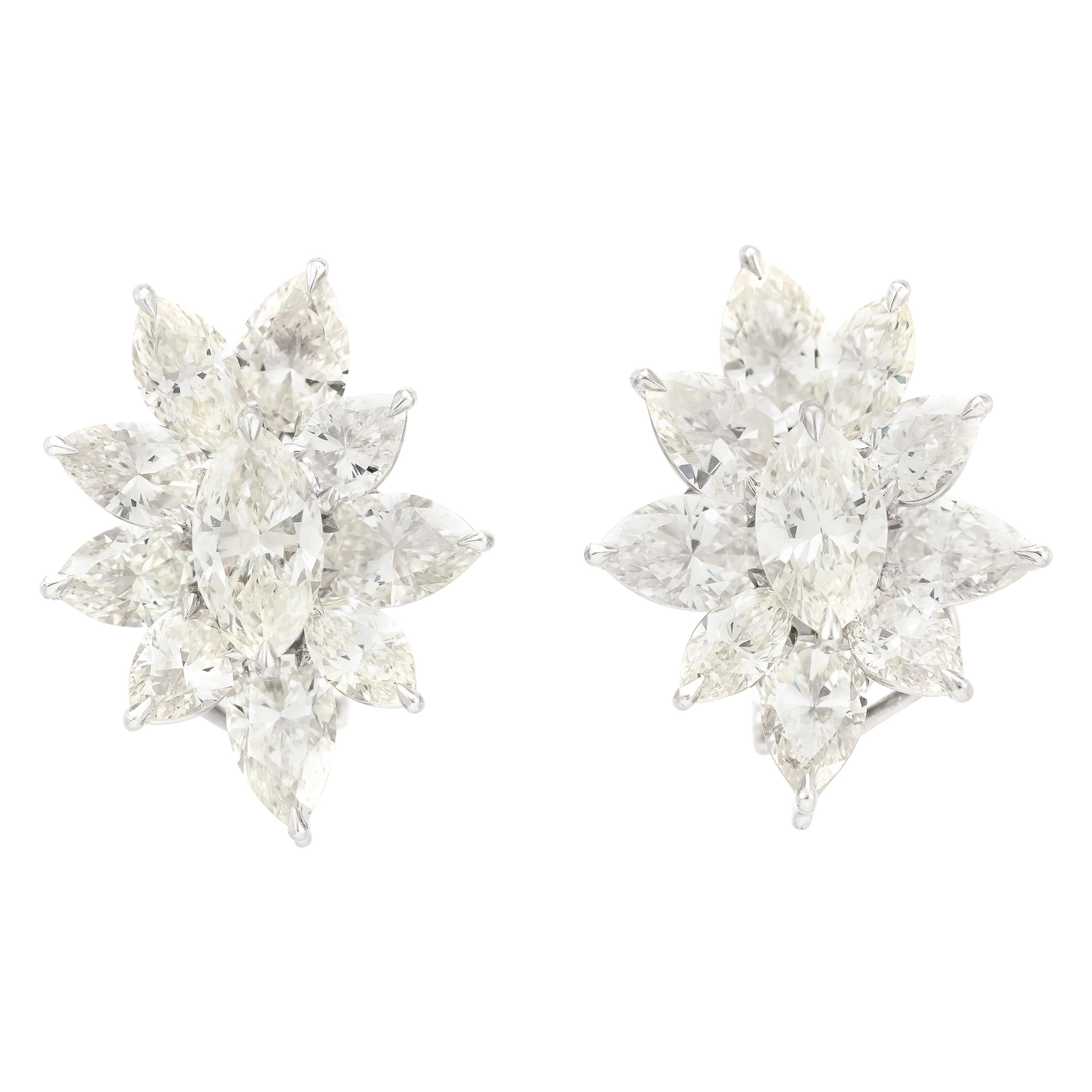 12.00 Carat Diamond Flower Earrings For Sale