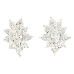 Vintage 12.00 Carat Diamond Flower Earrings