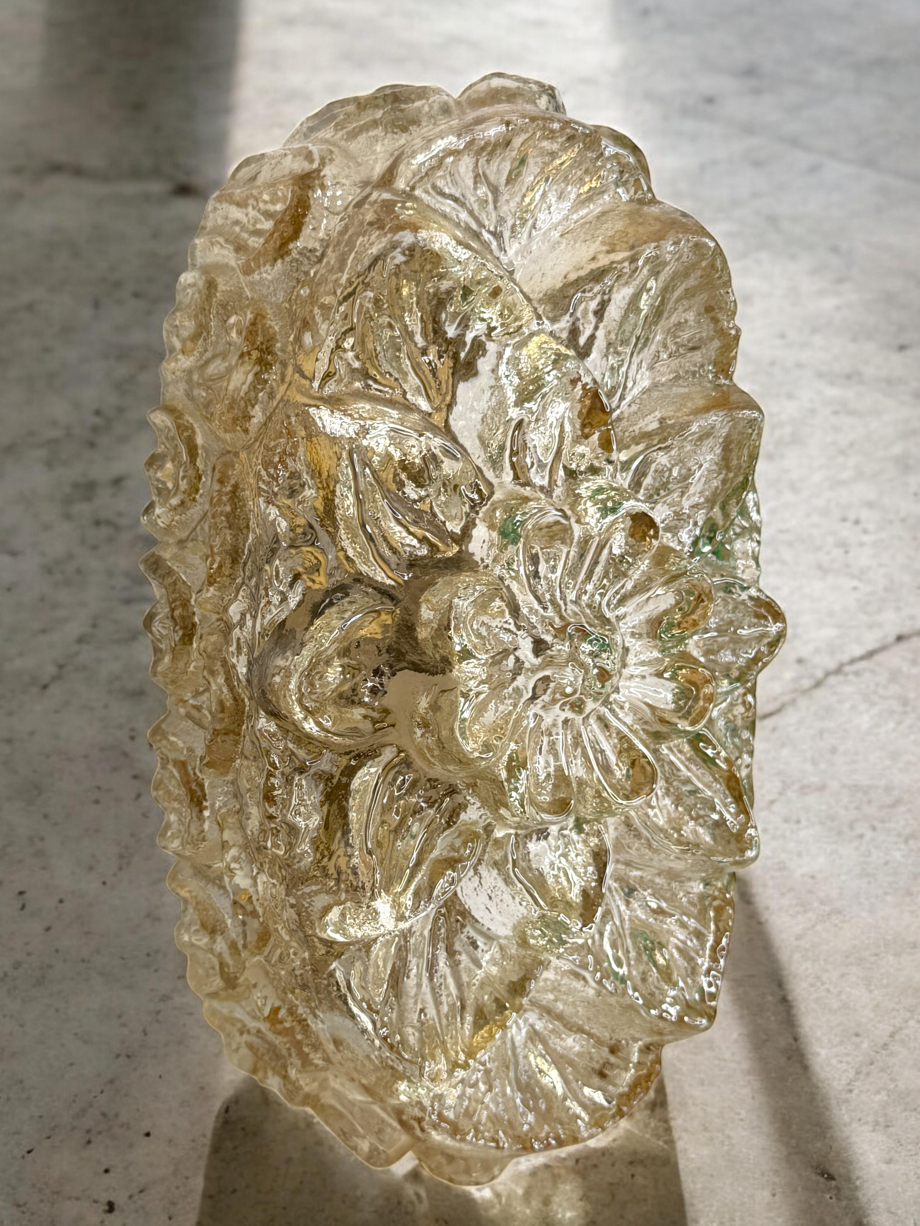 Flower Shape Glass Sconces Vintage German 1960s Glashuette Limburg For Sale 4