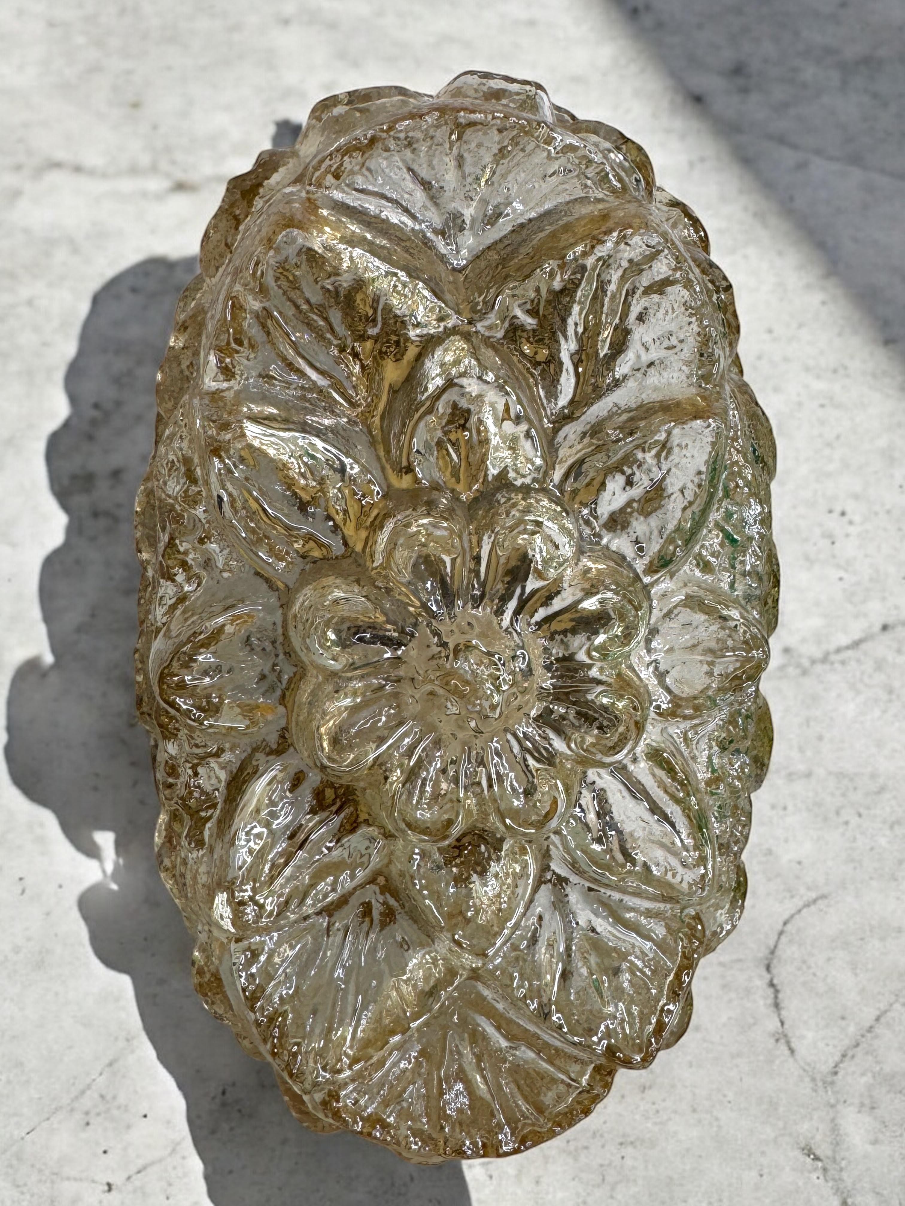 Flower Shape Glass Sconces Vintage German 1960s Glashuette Limburg For Sale 2