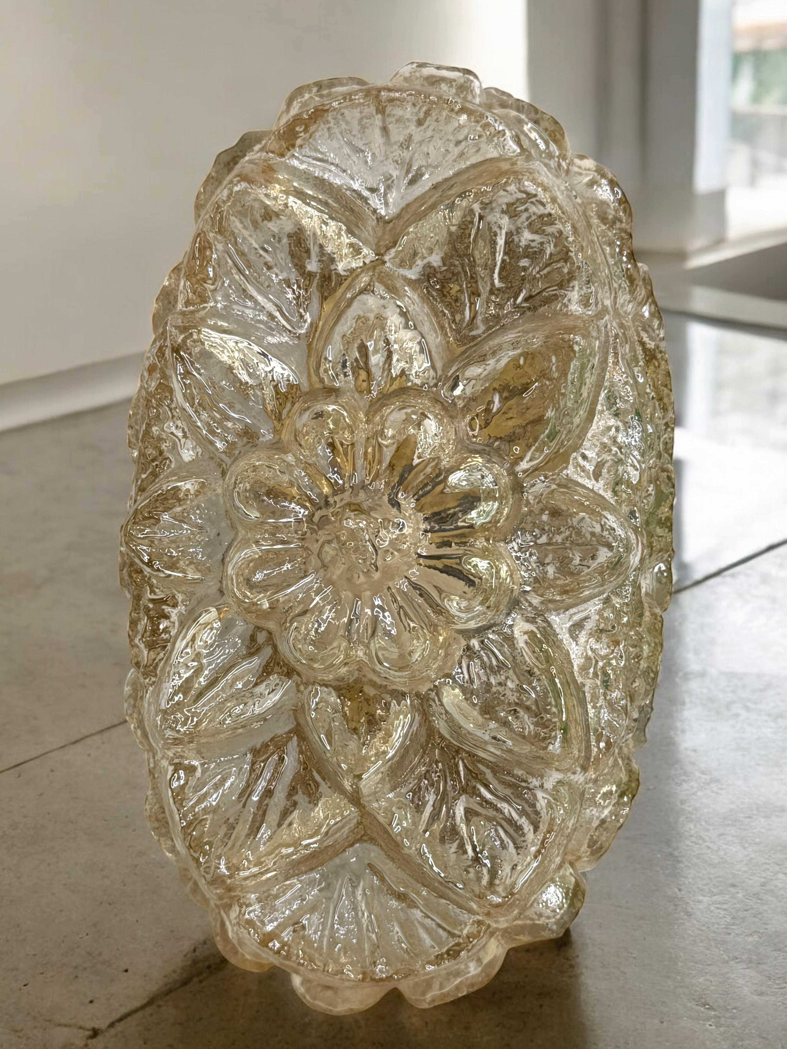 Flower Shape Glass Sconces Vintage German 1960s Glashuette Limburg For Sale 3