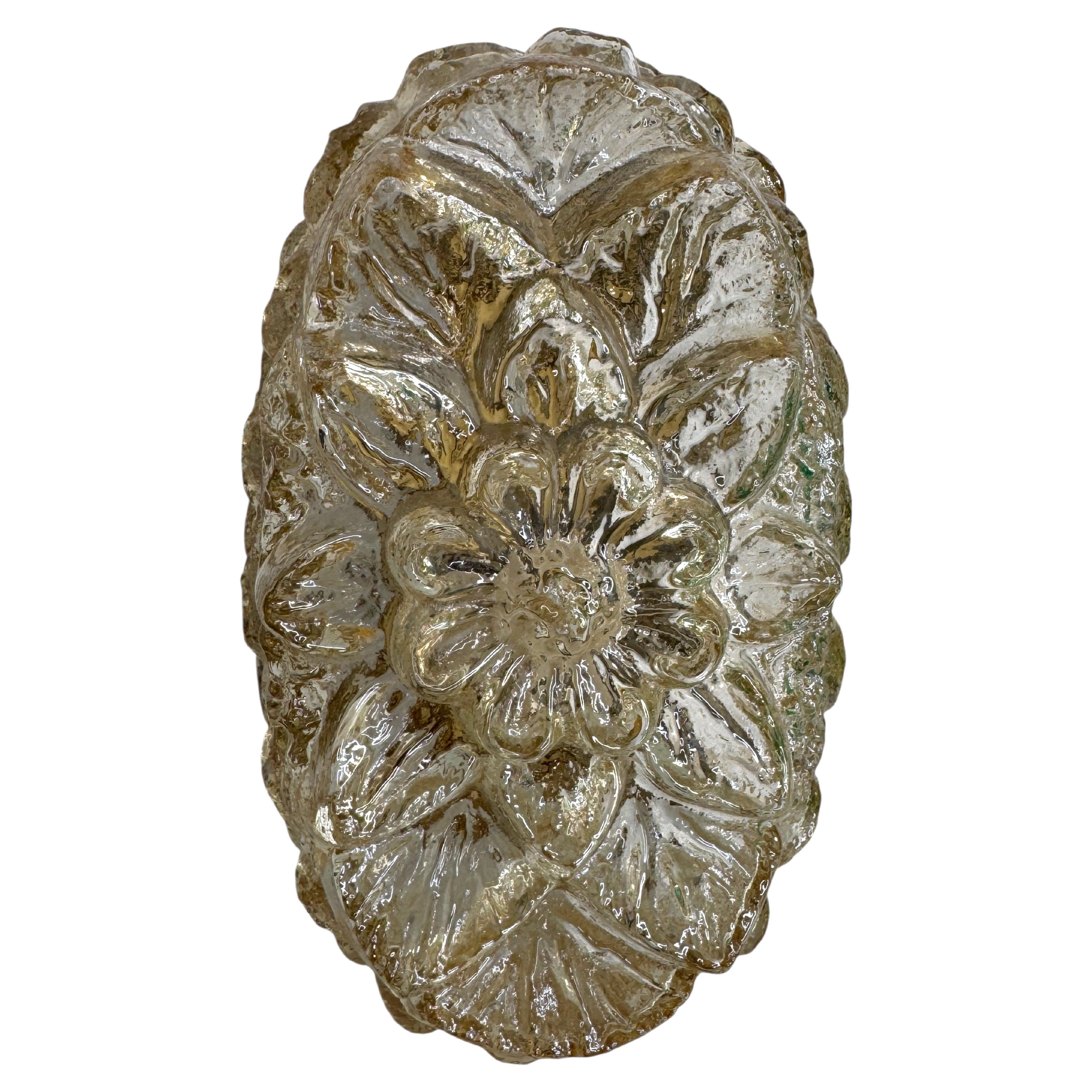 Flower Shape Glass Sconces Vintage German 1960s Glashuette Limburg For Sale