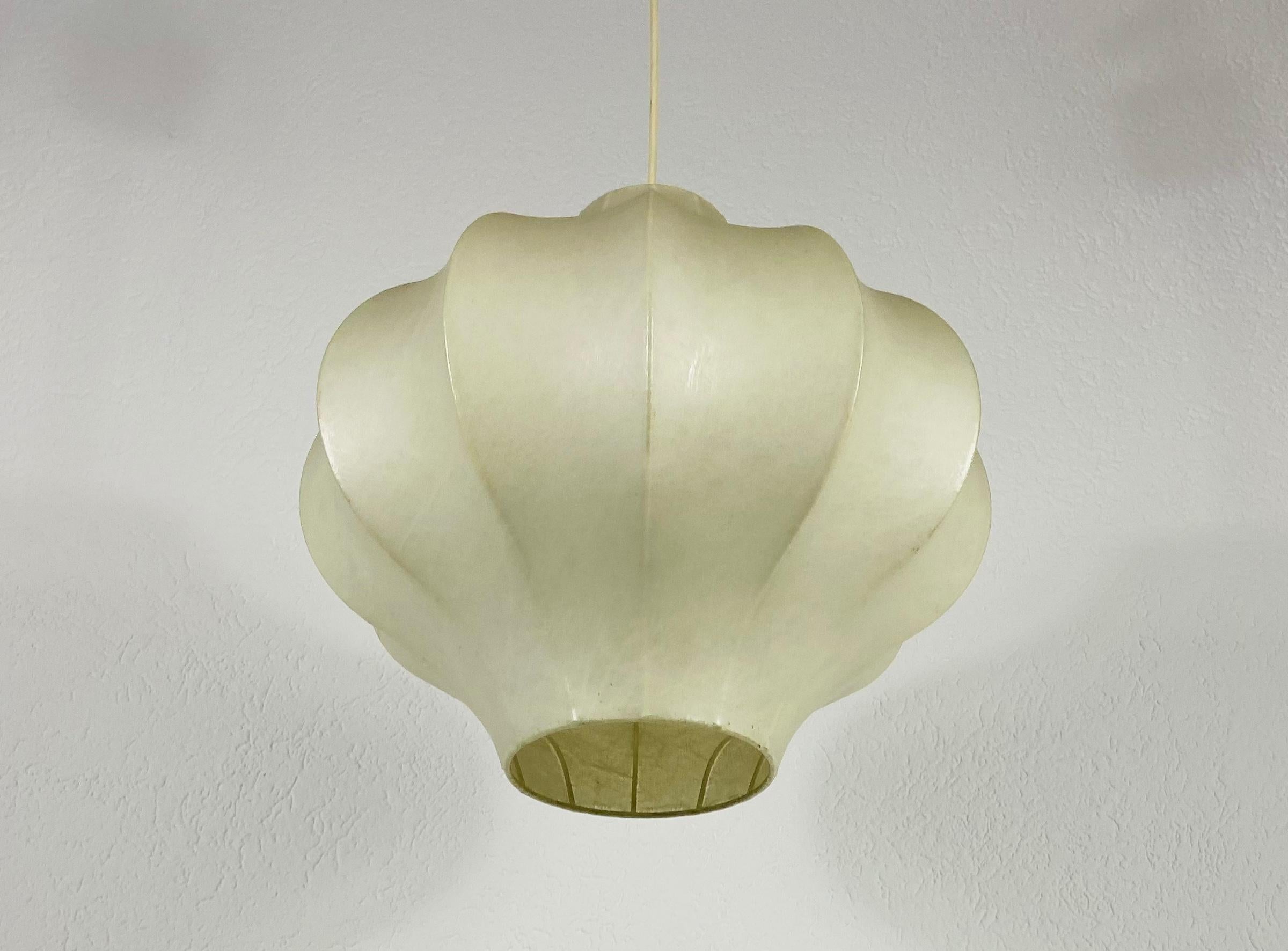 European Flower Shape Mid-Century Modern Cocoon Pendant Light, 1960s, Italy