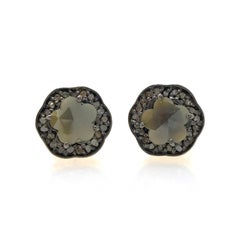 Flower-shape Raw Diamond Stud Earrings