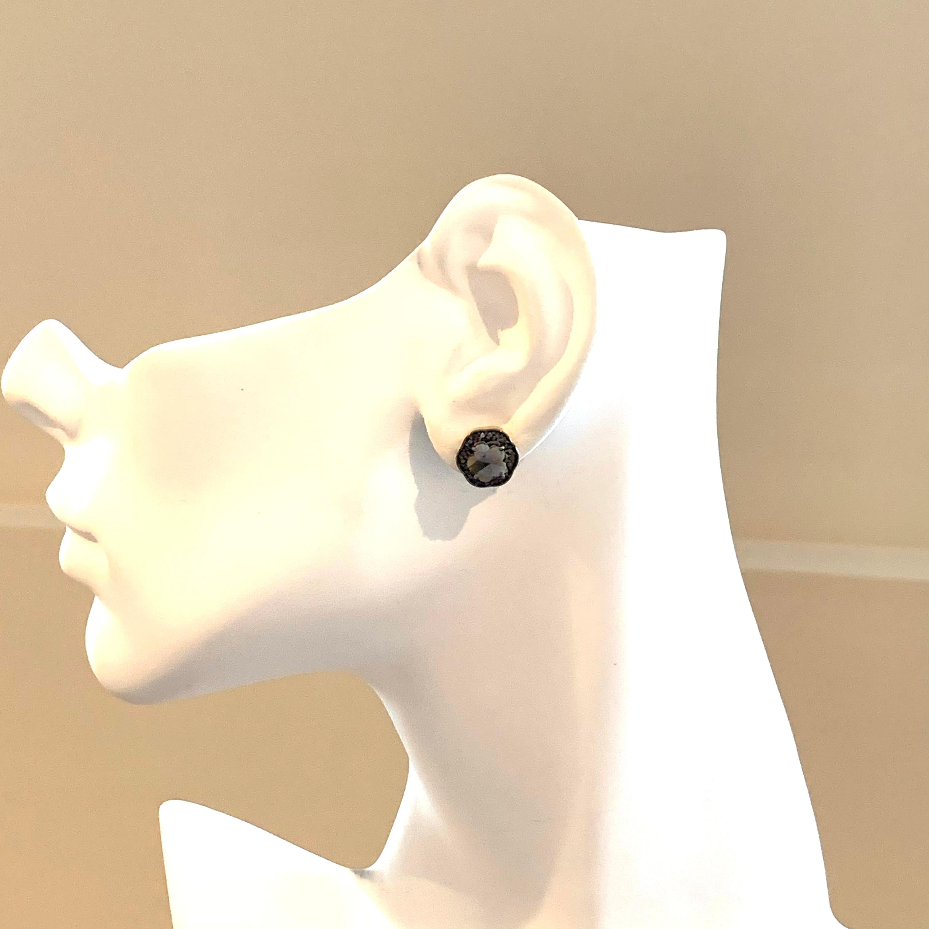 Flower-shape Raw Diamond Stud Earrings 1